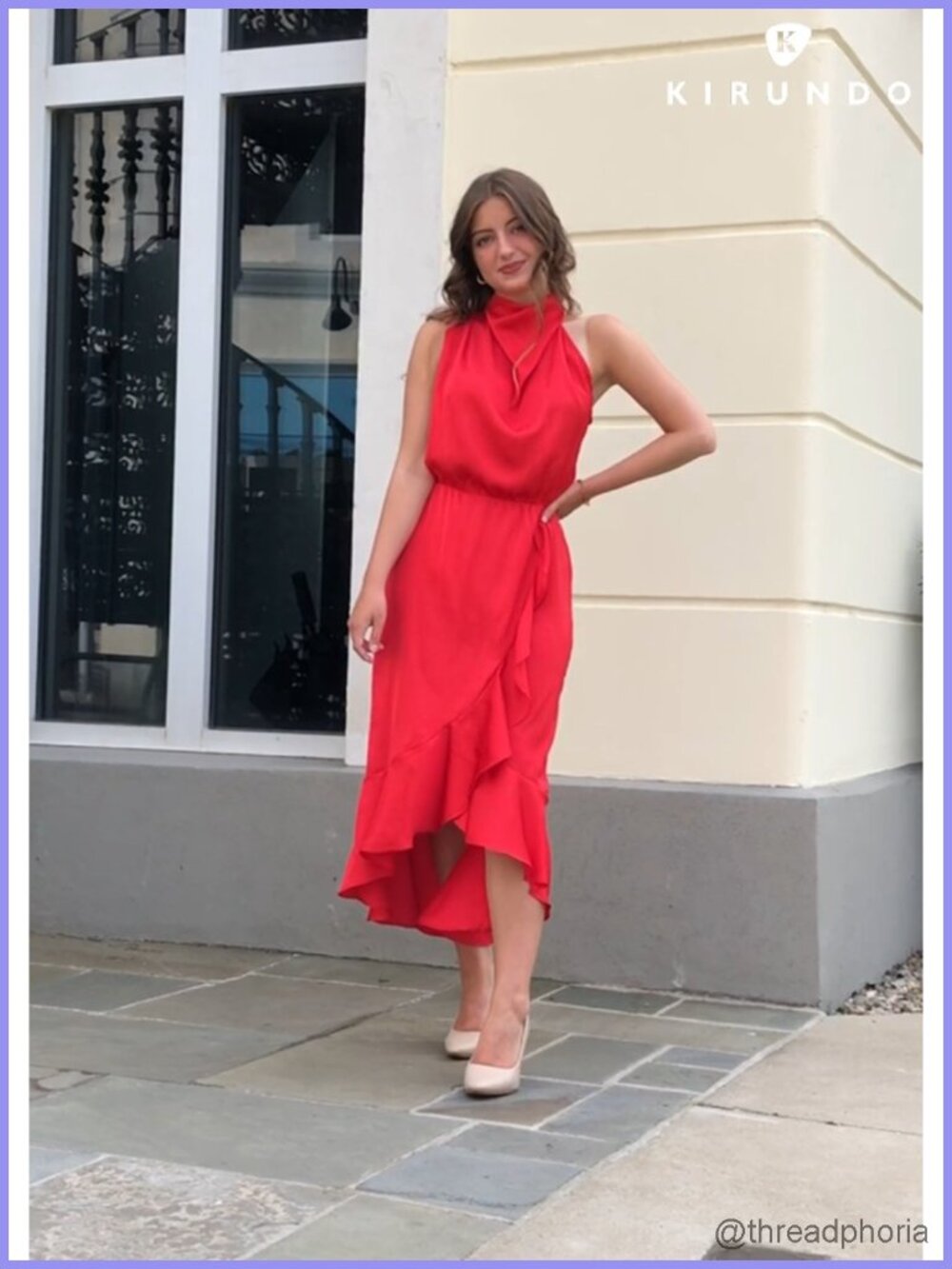 Satin Mock Neck Wrap Midi Dress Sleeveless Wedding Guest Formal - Picture 5 of 6